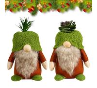CutitiUU 2 Piezas Decoración de Elfo de Navidad,Decoraciones de Peluche de gnomos navideños,Nordic Gnomes Muñeca de Elfo,Muñeco de Papá Noel Rudolph,Duende Verde sin Rostro,Color Verde