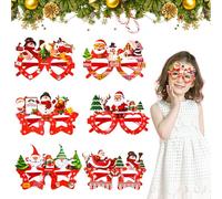CutitiUU 6 Piezas Marco De Gafas De Navidad, Gafas De Fiesta De Navidad, Con Elementos Navideños De Papá Noel, Muñecos De Nieve Y Elfos Navideños, Para Fiestas De Navidad, Fiestas De Año Nuevo