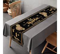 CutitiUU Eid Ramadan Mubarak - Camino de Mesa,300D Oxford Tela Eid Bandera de Mesa,Mantel Eid 72 x 13 Pulgadas,Eid Mubarak Camino de Mesa, Suministros de decoración para Fiestas (Negro)