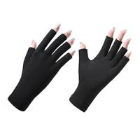 CutitiUU Guantes de protección UV para uñas,Guantes de protección solar UV para mujer,guantes transpirables de seda de hielo para verano, medio dedo para equitación,UPF50+ protección anti-UV (Negro)