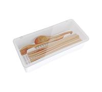 Cutlery Organizer with Lid - Flatware Tray Drainer, Transparent Covered Silverware | Multi Compartment Kitchen Drawer for Knives Forks Spoons, Durable Food Safe Storage Container Home Hotel