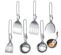Cutlery Set, Utensils Tableware, 6 Piece Portable Stainless Steel Reusable Non Slip, Kitchenware Tools for Travel, Hiking, Road Trips, Backpacking, Beach, Rv, Grilling, Picnics and Camping