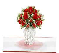 CUTPOPUP - Tarjetas de cumpleaños con rosas rojas para mujer, tarjeta desplegable para el día de la madre, regalos 3D de flores para ella, esposa, madre, hija, hermana, abuela, día de la madre, San