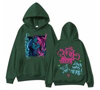 CUTTE Sudadera con Capucha Arcane Jinx para Hombre Y Mujer, Sudadera con Cremallera Negra De Manga Larga con Motivo Triangular (Armado Verde,L)