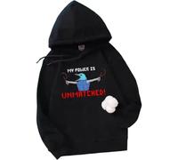 CUTTE Sudadera con Capucha Slay The Spire “My Power Is Unmatched” | Estilo Pixel Art Retro, con Bolsillo Canguro para Hombre Y Mujer, Streetwear Casual-Black||x_l