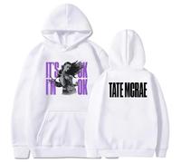 CUTTE Sudadera Tate McRae It's Ok I'm Ok - Estampado Unisex, Estilo Streetwear Casual (Blanco,XL)