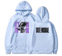 CUTTE Sudadera Tate McRae It's Ok I'm Ok - Estampado Unisex, Estilo Streetwear Casual (L-Azul,3XL)