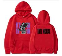 CUTTE Sudadera Tate McRae It's Ok I'm Ok - Estampado Unisex, Estilo Streetwear Casual (Rojo,L)