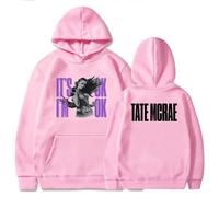 CUTTE Sudadera Tate McRae It's Ok I'm Ok - Estampado Unisex, Estilo Streetwear Casual (Rosa,L)