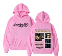 CUTTE Sudadera Vintage Daddy Yankee, Sudadera De Manga Larga Estilo Retro, Streetwear Hip Hop Reggaeton para Hombre (Rosado,L)
