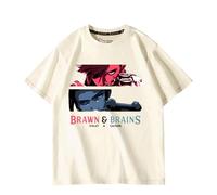 CUTTEE Camiseta Arcane Vi Caitlyn “Brawn & Brains” | Algodón Top Gaming Casual Unisex para Fans-Khaki||x_s