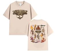 CUTTEE Clair Obscur Expedition 33 Double-Sided Print T-Shirt - Retro Aesthetic RPG Graphic, Ideal for Gamers Unisex Top-Khaki||XX_l