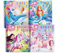 CutteeyFyry 4 piezas libro de pegatinas para niños de 4-8 años, niño/niña pegatinas por números con historias, cuaderno de pegatinas para mejorar la inteligencia, avión actividades para niños fiesta