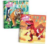CutteeyFyry Juego de 2 pegatinas para niños a partir de 4 - 8, pegatinas de dinosaurios según números con historias, cuaderno de pegatinas para mejorar la inteligencia, avión ocupación, fiesta de