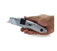 Cutter de Seguridad Automático Retráctil de Metal con Freno de Seguridad, fábricado en metal solido y de gran robustez y peso by office box