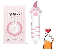 Cutter de Seguridad Retráctil con Diseño Garra de Gato, Mini Cortador, Abrecartas y Cortapapel para Regalos, Cuchillo de Papelería Aesthetic para Manualidades y Oficina (Rosa)