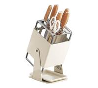 Cutter Holder | 9-Slot Rotating Knife Storage Rack With Drain Tray | 30° Adjustable Cutter Organizer | For Kitchen Counter Restaurant Food Preparation Daily Cooking Outdoor Use