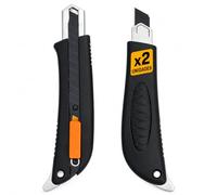 Cutter Profesional 18mm SK5 Pack 2 Unidades - Cúter con Bloqueo Automático, Mango Antideslizante Ergonómico, Cutter Plegable para Cartón, Plástico y Bricolaje