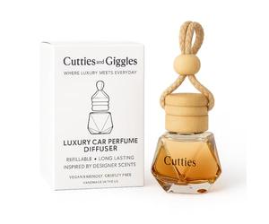 Cutties and Giggles Difusor de perfume de lujo para coche, recargable, apto para veganos, inspirado en el diseñador en Creed Aventus, hecho a mano en el Reino Unido, difusor de botella de vidrio de