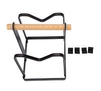 Cutting Board Holder & Pot Lid Organizer | M - Shaped Double Grooves for 4cm Boards/Lids | Sturdy Carbon Steel with Wood Handle | Space - Saving Kitchen Storage Rack for