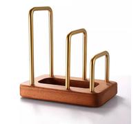 Cutting Board Rack - Kitchen Draining Board Rack, Wood Base Cutting BoardD Stands, Pot Lid Storage Organizer, Kitchen Countertop Lid Storage Organizer for Pan Plate Cabinet, CuttingS BoardS Stands