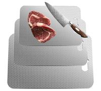 Cutting Board, Stainless Steel Non-Slip Chopping Board for Meat Fruit Vegetable Cheese, Heavy Duty Dishwasher Safe Design with Hanging Hook, Metal Food Prep Tray for Home Apartment 9.45 x 5.91 inches