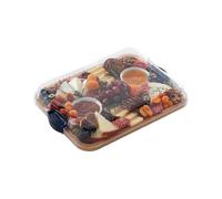 Cutting Board with Built-in Compartments and Clear Locking Lid with Handles, Perfect suitable for Charcuterie
