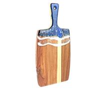 Cutting Board Wood Resin Plate - Double Sided Food Tray for Prep | Wood Resin with Coastal Pattern Finish, Chopping Serving Board, Fruit Cheese Vegetable Display Tool for Apartment Camping Kitchen