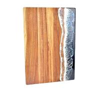 Cutting Board Wooden Resin Tray - Double Sided Prep Board For Cooking | Wood Resin With Beach Pattern, Food Chopping Serving Station, Fruit Cheese Vegetable Holder For Home Wedding Picnic