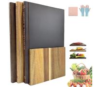 Cutting Boards That Look like Books, Cutting Board Library Set of 3 with Stand, Solid Wood Book Shaped Chopping & Serving Boards, Multi Functional Food Preparation Tool for Chef & Restaurant (1 Set)