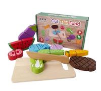 Cutting Food Toys, Wooden Fruit Play Set, 7.68x4.72x2.17 Inches Compact Fine Motor Skills Toy, Interactive Pretend Game for Family Fun and Role Playing, Kids 3+ Years