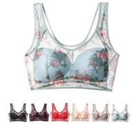 Cuttli Bra Cuttli Ice Silk Bras Evylady Bras Super Gather Ice Silk Lace Cooling Comfort Bra for Senior Women (Blue,XL)