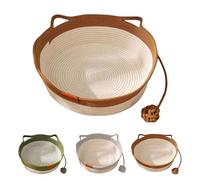 Cutypet Cat Basket, Cotton Rope Woven Cat Bed Basket, Hand Woven with Toy Tail, Breathable Durable Natural Cotton Rope Cats Sleeping House, for Cats and Dogs All-Season (Brown)