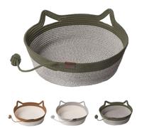 Cutypet Cat Basket, Virela Wicker Woven Cat Bed, Cotton Rope Weaving Pet Nest, Cats Toy Basket, Cutypet Cats Baskets Large, For Small and Larges Pets (Green,Large Size)