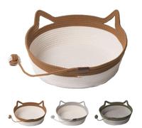 Cutypet Cat Basket, Virela Wicker Woven Cat Bed, Cotton Rope Weaving Pet Nest, Cats Toy Basket, Cutypet Cats Baskets Large, For Small and Larges Pets (Brown,Large Size)