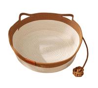 Cutypet Cat Basket, Wicker Woven Cat Bed, Cotton Rope Weaving Pet Nest, Foldable Pet Toy Basket, with Built-In Mat & Teasing Ball, for Small & Large Cats,Dog (Brown-B,M)