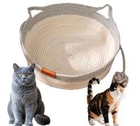 Cutypet Cat Bed, Cutypet Cat Bed Rope Cotton, Cotton Rope Handmade Woven Cats Scratch-Resistant Woven, with Built-in Teasing Ball, Breathable & Easy to Clean and Detachable Pad (Grey,Medium)