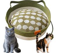Cutypet Cat Bed, Cutypet Cat Bed Rope Cotton, Cotton Rope Handmade Woven Cats Scratch-Resistant Woven, with Built-in Teasing Ball, Breathable & Easy to Clean and Detachable Pad (Green(mat),Large)