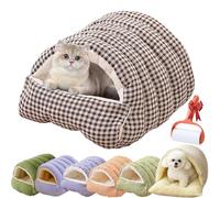 Cutypet - CutyPet Winter Cocoon Cat Bed, Semi-Closed Entrance Warmth Cozy Comfort Plush Winter Cuave with Adjustable Enclosure, Removable & Washable Cushion (marrón, L-65 x 40 x 28 cm)