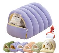 Cutypet - CutyPet Winter Cocoon Cat Bed, Semi-Closed Entrance Warmth Cozy Comfort Plush Winter Cuave with Adjustable Enclosure, Removable & Washable Cushion (Purple,M-48 * 30 * 20cm)