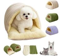 CutyPet Winter Cave, Cozy Monster Cat Bed, Removable & Washable Dog Cave Bed with Non-Slip Base, Dual-Purpose Pet Nests for Cats and Small Dog (Beige, L)