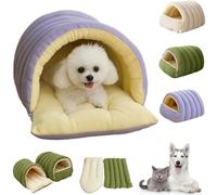 CutyPet Winter Cave, Cozy Monster Cat Bed, Removable & Washable Dog Cave Bed with Non-Slip Base, Dual-Purpose Pet Nests for Cats and Small Dog (Purple, L)