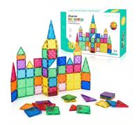 CUVE ACE Bloques Magnéticos Construcción Niños a Partir de 3 Años - 100 Piezas Magnéticas Niños Seguras, Resistentes de Conexiones Firmes - Creatividad con Magnetic Blocks con Diseños de Luz y Colo