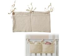 CUVZORA Organizador de cuna colgante para bebé, bolsa de juguetes con 2 bolsillos, organizador de cuna auxiliar, práctico bolsillo para cuna para pañales, ropa, juguetes