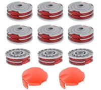 CUVZORA Strimmer Spool Line, adecuado para Flymo Contour 500E/500/700/500XT, Mini Trim Auto/Auto +/MT25, para Bobina de hilo de repuesto FLY021/513937190, tapa FLY060 (9 bobinas + 2 tapa)