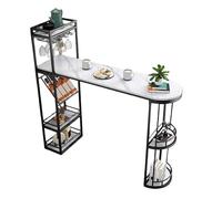 CUXAHO Bar Table with Metal Frame,Dining Bistro High Top Pub Table Height Sofa Console Long Kitchen,for Restaurant, Coffee Shop, Living Room,Small Space(Nero,130cm/51in)