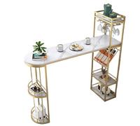 CUXAHO Bar Table with Metal Frame,Dining Bistro High Top Pub Table Height Sofa Console Long Kitchen,for Restaurant, Coffee Shop, Living Room,Small Space(Gold,160cm/63in)
