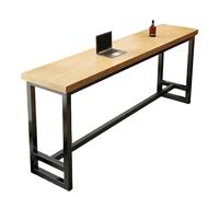 CUXAHO Dining Bistro Bar Table with Metal Frame, High Top Pub Table Height Sofa Console Long Kitchen, for Restaurant, Coffee Shop, Living Room,Small Space(Wood Color,140x30cm/55x12in)