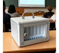 CUXAHO Mobile Phone Storage Cabinet Locker Classroom Wall Mounted Box with Handle and Safety Lock for School, Classroom, Office(6 Slots)