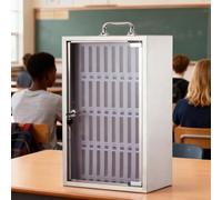 CUXAHO Mobile Phone Storage Locker Classroom Wall Mounted Stainless Steel Storage Cabinet Box with Handle and Safety Lock for School, Classroom, Office(36 Slots)